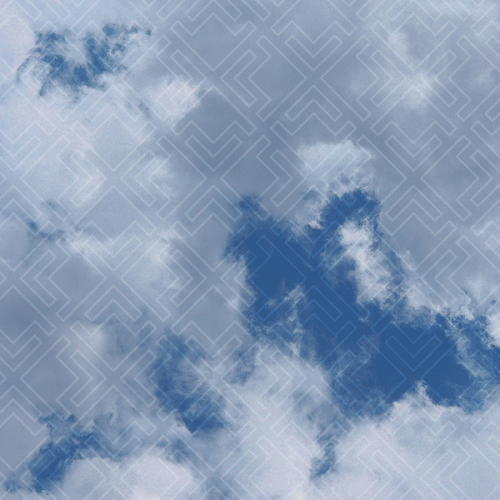 geometric circle with clouds in center