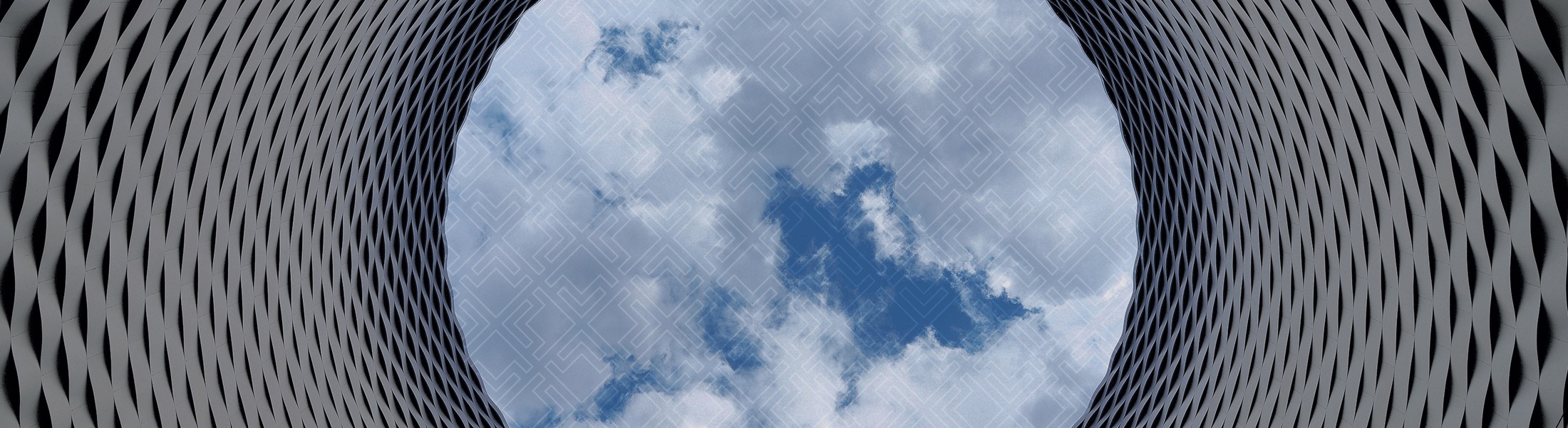 geometric circle with clouds in center