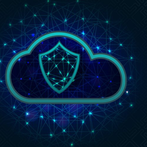 Abstract cloud with shield in middle