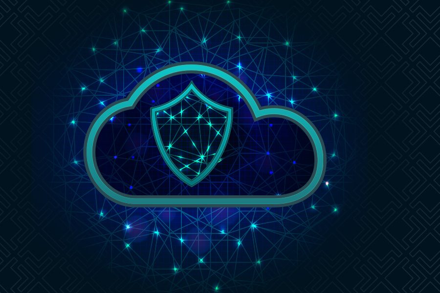 Abstract cloud with shield in middle