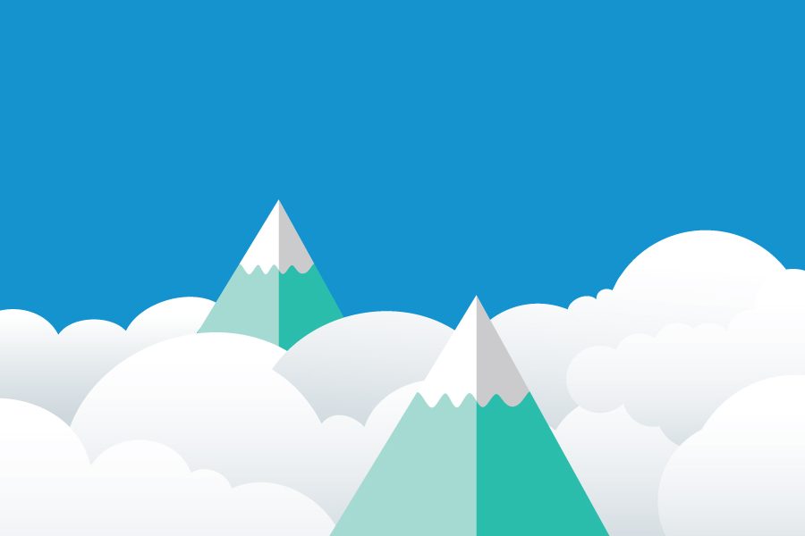 Man in the clouds with a microscope illustration