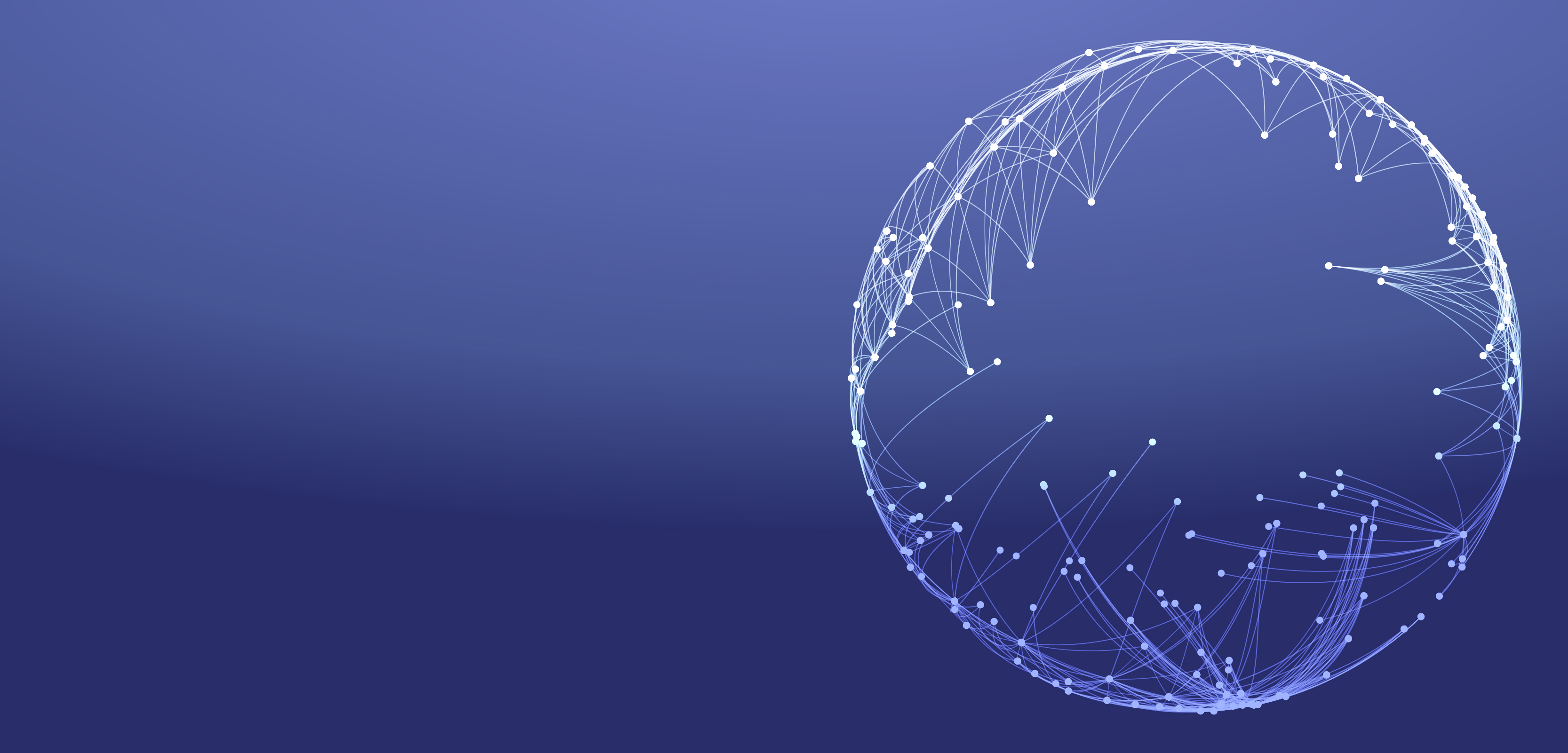 Purple background with circle filled with nodes