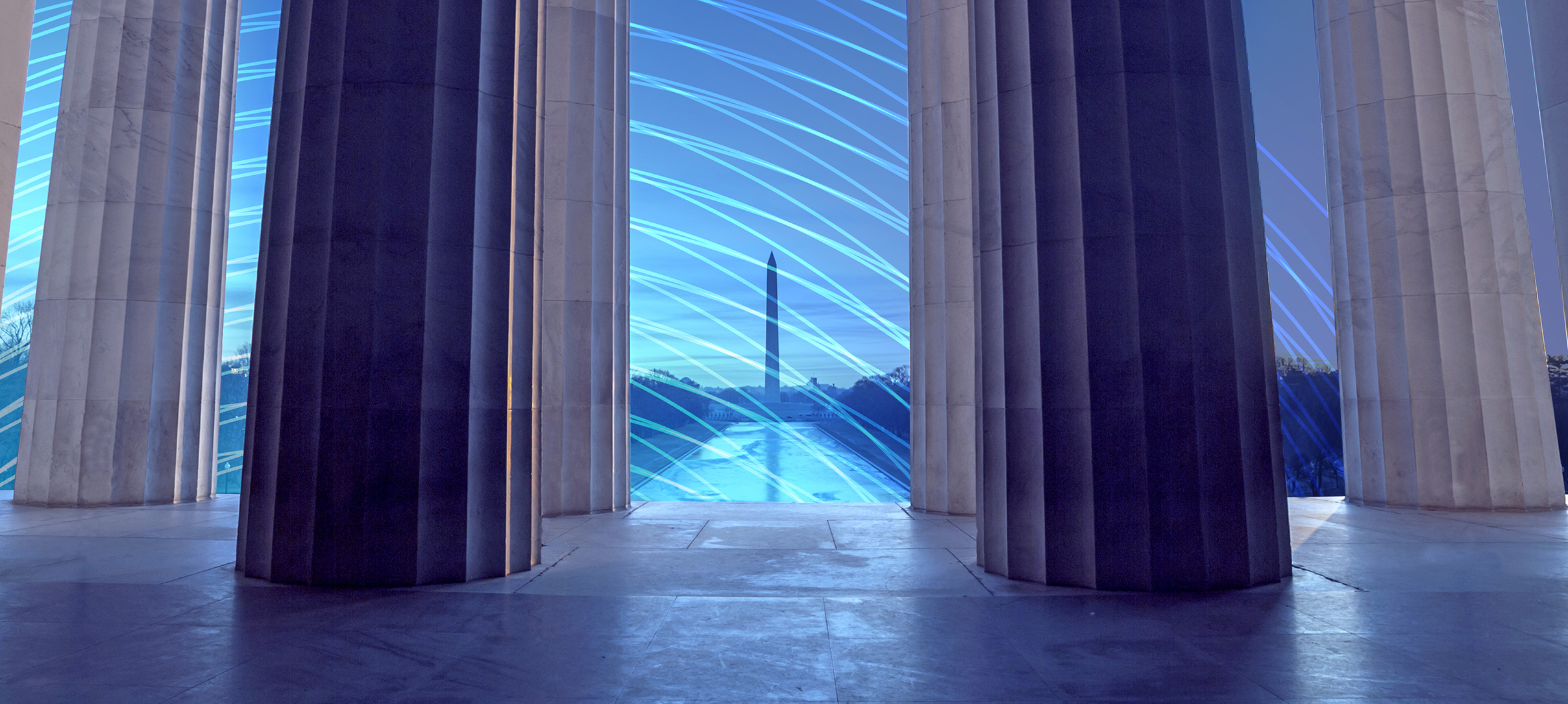 view from the Lincoln over the Washington monument pond