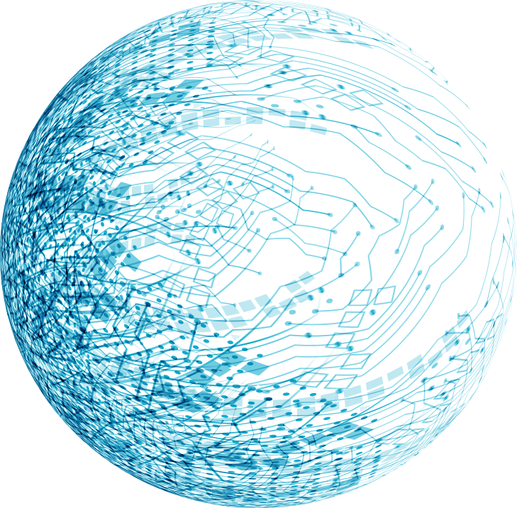 abstract blue circle with fading lines to the right