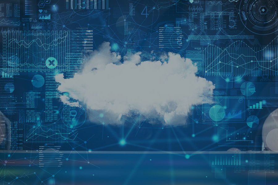 3D cloud floating above a screen