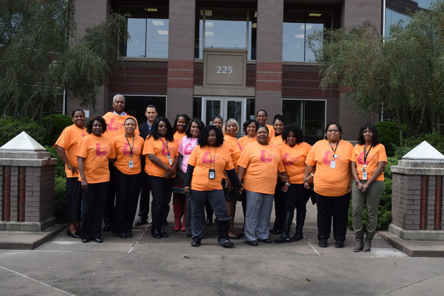 ECS employees at a volunteering event