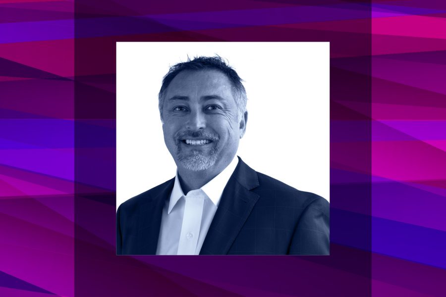 Abstract square with Jim Kier headshot