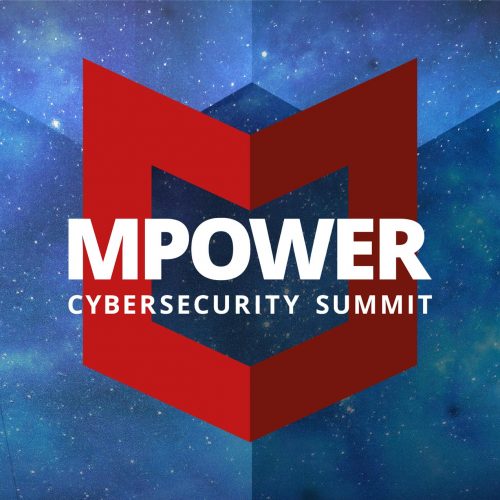 MPOWER logo on abstract space pattern