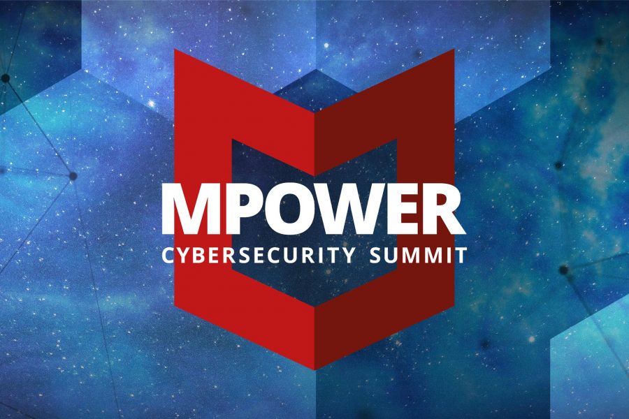 MPOWER logo on abstract space pattern