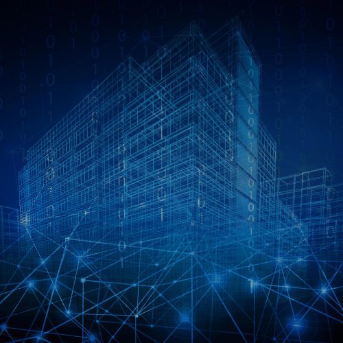 abstract building built from lines