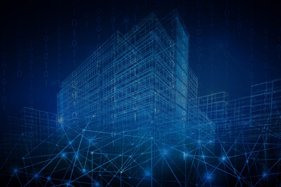 abstract building built from lines