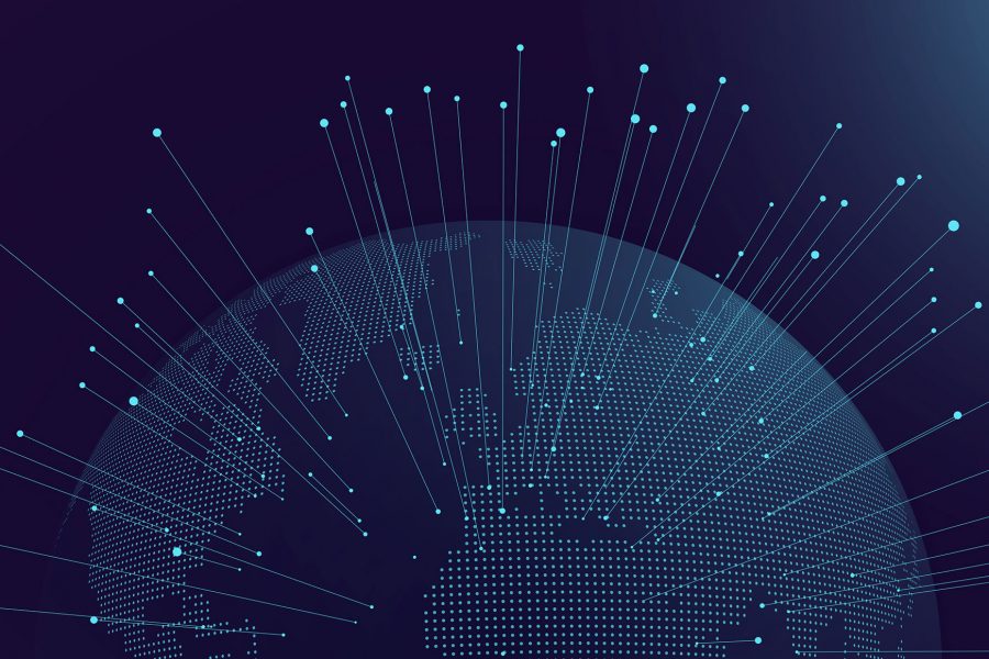 Abstract world with Glowing lines coming out